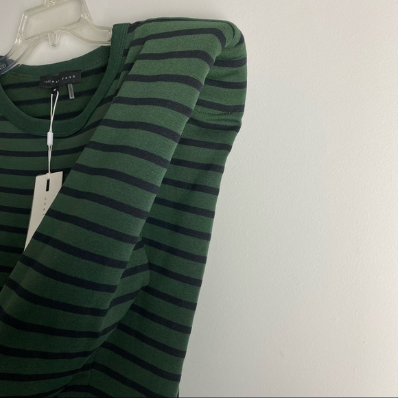 New Endless Rose Striped Green and Black Shoulder Padded Top M - Picture 7 of 12